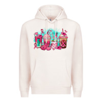Pale Pink breast cancer  coffee cups Premium Hoodie - AdoDesignShop