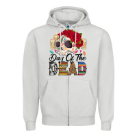 Dove Grey Day of the dead skeleton Zipper Hoodie - RanaPortraitStore