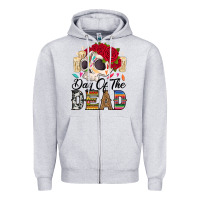 Heather Grey Day of the dead skeleton Zipper Hoodie - RanaPortraitStore