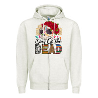 Oatmeal Heather Day of the dead skeleton Zipper Hoodie - RanaPortraitStore