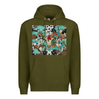 Army Green bull skull flowers cowhides and leopard Premium Hoodie - Artiststas