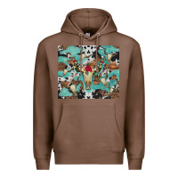 Chestnut bull skull flowers cowhides and leopard Premium Hoodie - Artiststas