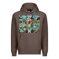 Coffee bull skull flowers cowhides and leopard Premium Hoodie - Artiststas