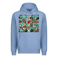 Colony Blue bull skull flowers cowhides and leopard Premium Hoodie - Artiststas