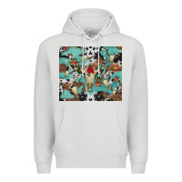 Dove Grey bull skull flowers cowhides and leopard Premium Hoodie - Artiststas