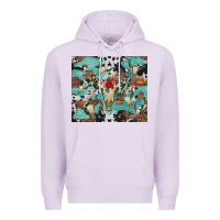 Lilac bull skull flowers cowhides and leopard Premium Hoodie - Artiststas