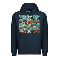 Navy bull skull flowers cowhides and leopard Premium Hoodie - Artiststas