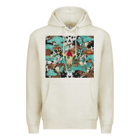 Oatmeal Heather bull skull flowers cowhides and leopard Premium Hoodie - Artiststas