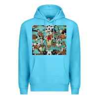 Ocean Blue bull skull flowers cowhides and leopard Premium Hoodie - Artiststas