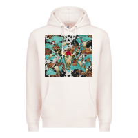 Pale Pink bull skull flowers cowhides and leopard Premium Hoodie - Artiststas