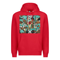 Red bull skull flowers cowhides and leopard Premium Hoodie - Artiststas