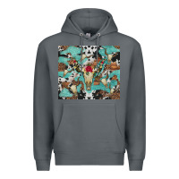 Rock bull skull flowers cowhides and leopard Premium Hoodie - Artiststas