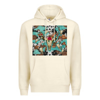Sandshell bull skull flowers cowhides and leopard Premium Hoodie - Artiststas