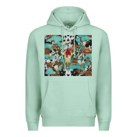 Seafoam bull skull flowers cowhides and leopard Premium Hoodie - Artiststas