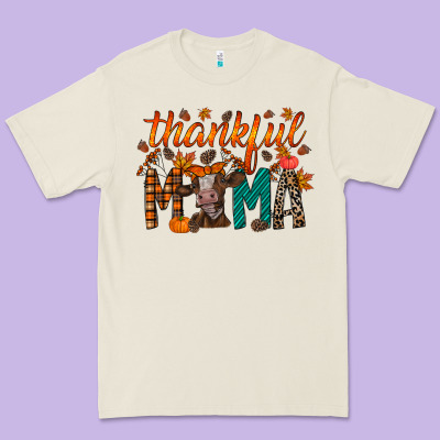 Thankful Mama Cow Premium Tee Designed By Racoondesign