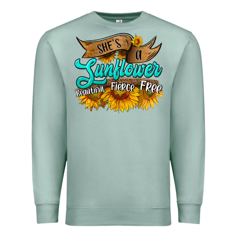 She's A Sunflower Beautiful Fierce Free Premium Sweatshirt by HRA Design Shop | Teevron