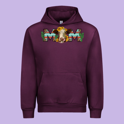 Sunflower Hereford Cattle And Cactus  Mom Urban Hoodie Designed By Jasminsmagicworld