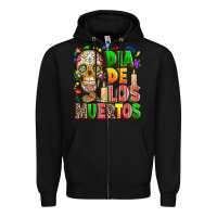 Black Dia de los muertos Zipper Hoodie - RanaPortraitStore