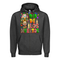 Charcoal Heather Dia de los muertos Zipper Hoodie - RanaPortraitStore
