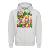 Dove Grey Dia de los muertos Zipper Hoodie - RanaPortraitStore