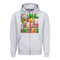Heather Grey Dia de los muertos Zipper Hoodie - RanaPortraitStore