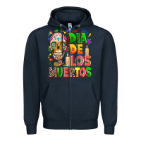 Navy Dia de los muertos Zipper Hoodie - RanaPortraitStore