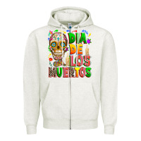 Oatmeal Heather Dia de los muertos Zipper Hoodie - RanaPortraitStore