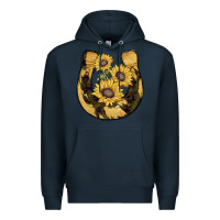 Navy horseshoe sunflower camouflage Premium Hoodie - AdoDesignShop