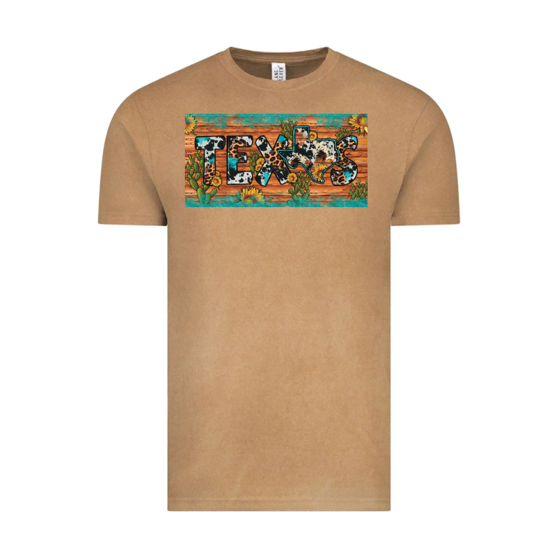 Texas Sunflower Cactus Cowhide Leopard Licence Plate Vintage Tee by Artiststas | Teevron