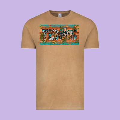 Texas Sunflower Cactus Cowhide Leopard Licence Plate Vintage Tee Designed By Artiststas
