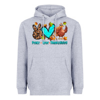 Heather Grey peace love thanksgiving Heavyweight Hoodie - Zillion Design Studio