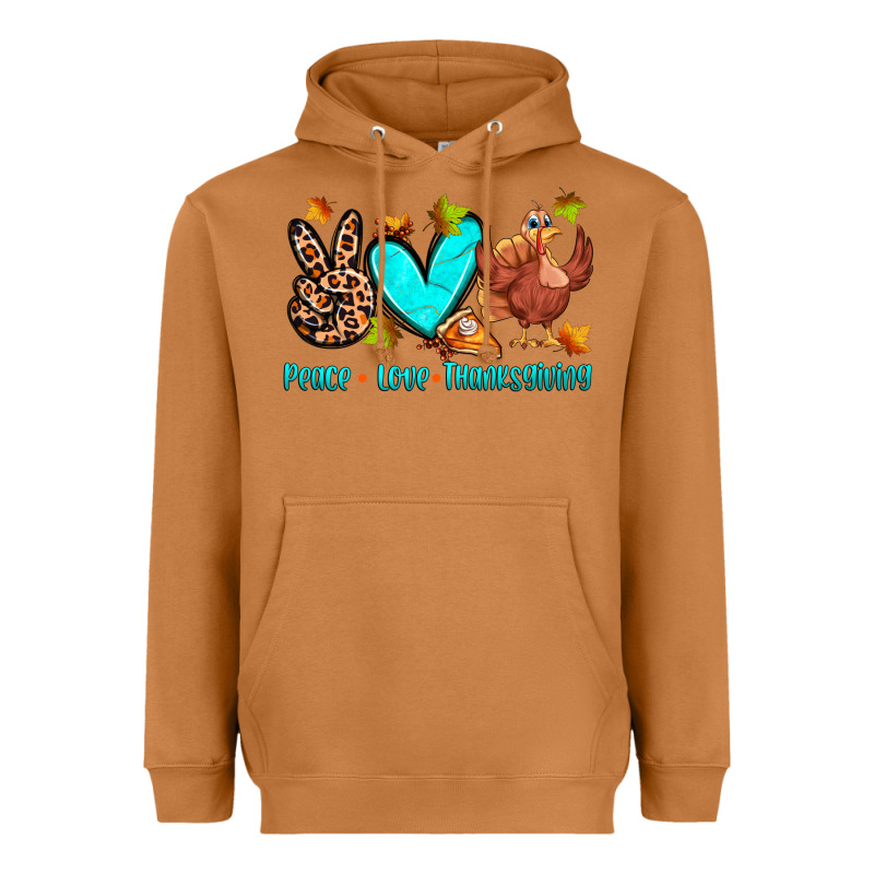 Peace Love Thanksgiving Heavyweight Hoodie by Zillion Design Studio | Teevron
