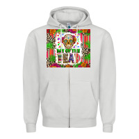 Dove Grey Day of the dead Zipper Hoodie - RanaPortraitStore