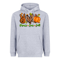 Heather Grey peace love fall Heavyweight Hoodie - Zillion Design Studio