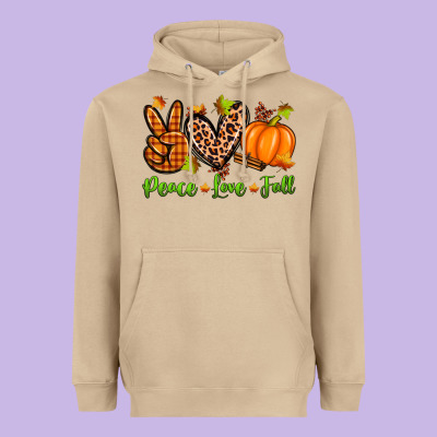 Peace Love Fall Heavyweight Hoodie Designed By Zillion Design Studio