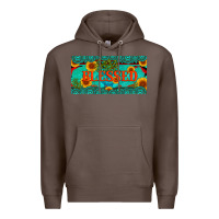 Coffee blessed turquoise gemstone cactus and sunflower licanse plate Premium Hoodie - Artiststas