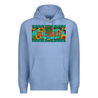 Colony Blue blessed turquoise gemstone cactus and sunflower licanse plate Premium Hoodie - Artiststas
