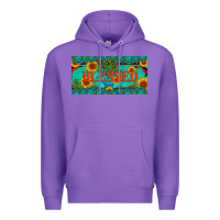 Purple blessed turquoise gemstone cactus and sunflower licanse plate Premium Hoodie - Artiststas