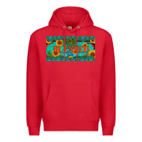 Red blessed turquoise gemstone cactus and sunflower licanse plate Premium Hoodie - Artiststas