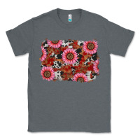 Charcoal Heather valentines day sunflowers leopard cowhide backgrou Classic Tee - RanaPortraitStore