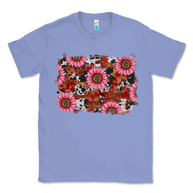 Valentines Day Sunflowers Leopard Cowhide Backgrou Classic Tee by RanaPortraitStore | Teevron
