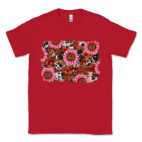 Red valentines day sunflowers leopard cowhide backgrou Classic Tee - RanaPortraitStore