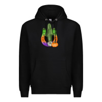 Black horseshoe halloween cactus Premium Hoodie - AdoDesignShop