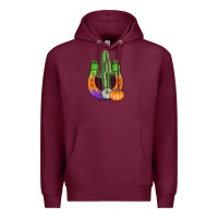 Burgundy horseshoe halloween cactus Premium Hoodie - AdoDesignShop