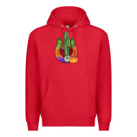 Red horseshoe halloween cactus Premium Hoodie - AdoDesignShop