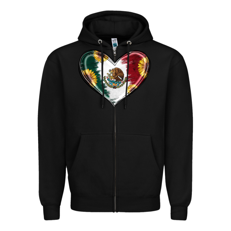 Sunflower Mexican Flag Heart Zipper Hoodie by RanaPortraitStore | Teevron
