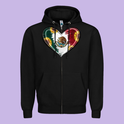 Zipper Hoodie Sunflower Mexican Flag Heart