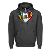 Charcoal Heather Sunflower Mexican Flag Heart Zipper Hoodie - RanaPortraitStore