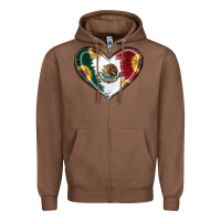 Chestnut Sunflower Mexican Flag Heart Zipper Hoodie - RanaPortraitStore