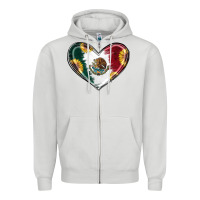 Dove Grey Sunflower Mexican Flag Heart Zipper Hoodie - RanaPortraitStore